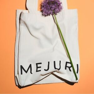 Mejuri White Canvas Tote Bag Minimalist Design